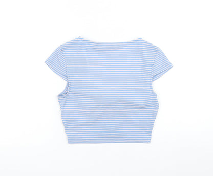 Womens UK Size XS Vera Moda Blue Cropped Blouse