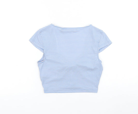 Womens UK Size XS Vera Moda Blue Cropped Blouse