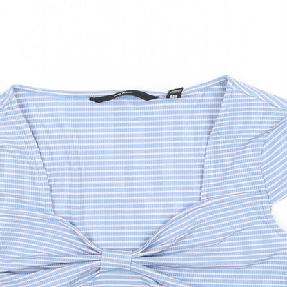 Womens UK Size XS Vera Moda Blue Cropped Blouse