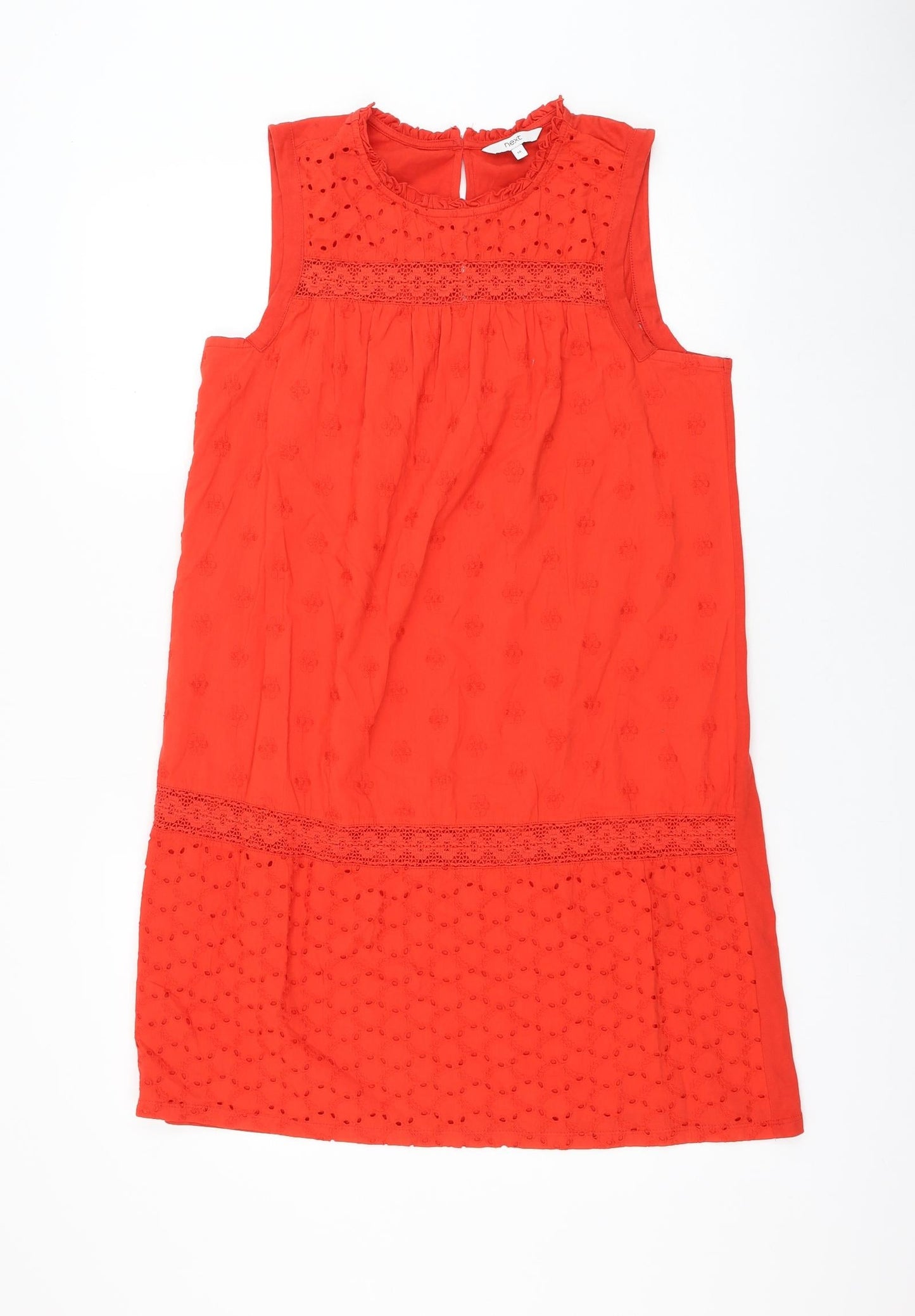 NEXT Womens Red Floral Polyester Shift Size 10 Round Neck Pullover