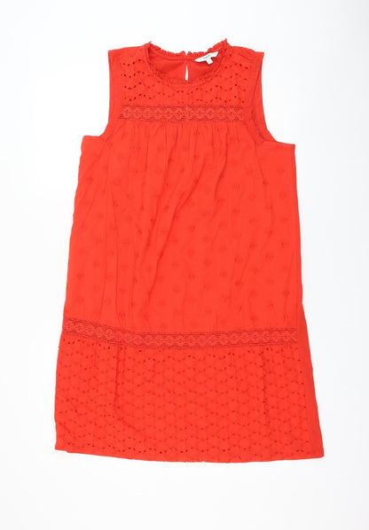 NEXT Womens Red Floral Polyester Shift Size 10 Round Neck Pullover