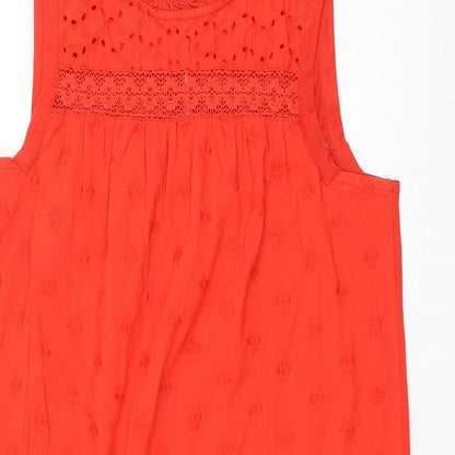 NEXT Womens Red Floral Polyester Shift Size 10 Round Neck Pullover