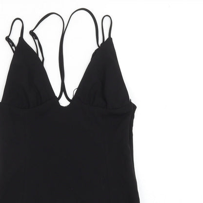 Zara Womens Black Polyester Bodysuit One-Piece Size S Snap
