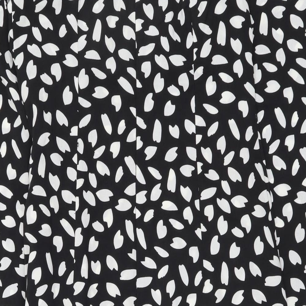 PRETTYLITTLETHING Womens Black Geometric Polyester Mini Size 10 Square Neck Zip