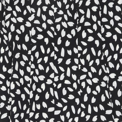 PRETTYLITTLETHING Womens Black Geometric Polyester Mini Size 10 Square Neck Zip