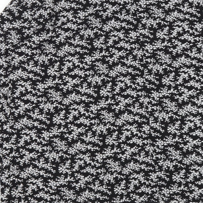 Boohoo Womens Black Geometric Polyester Basic Blouse Size 8 Round Neck