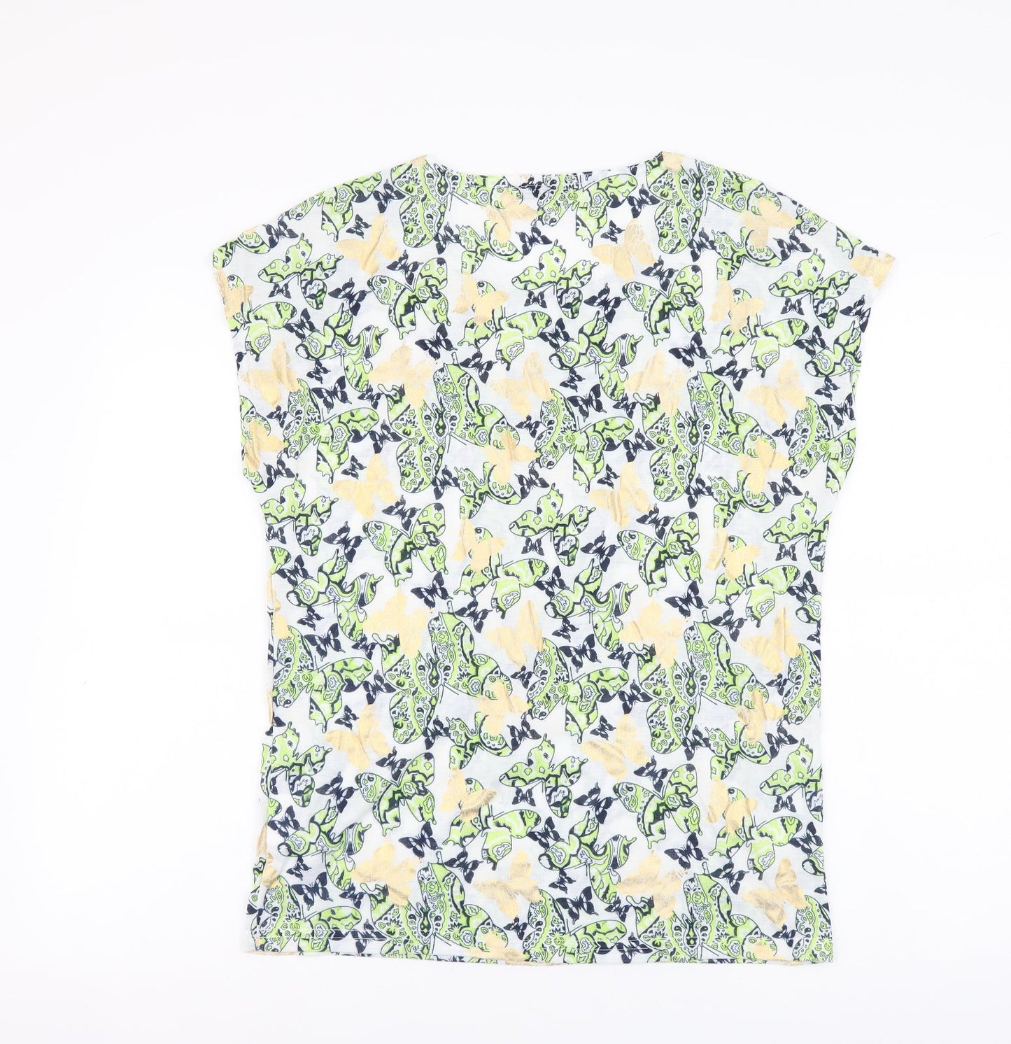 Originals Womens Multicoloured Geometric Polyester Basic T-Shirt Size S Round Neck - Butterfly Pattern