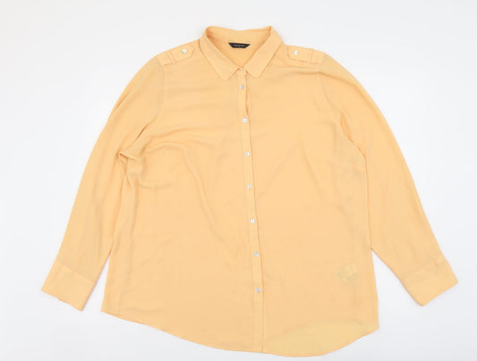 Autograph Womens Orange Polyester Basic Button-Up Size 18 Collared