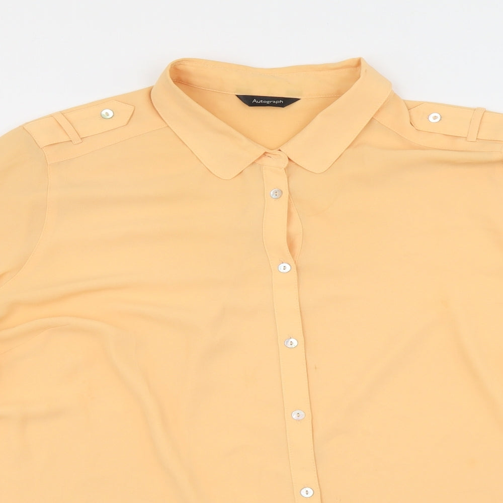 Autograph Womens Orange Polyester Basic Button-Up Size 18 Collared