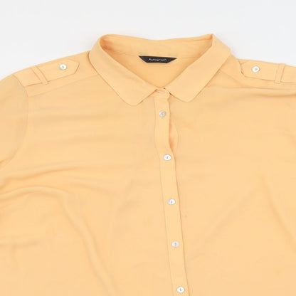 Autograph Womens Orange Polyester Basic Button-Up Size 18 Collared