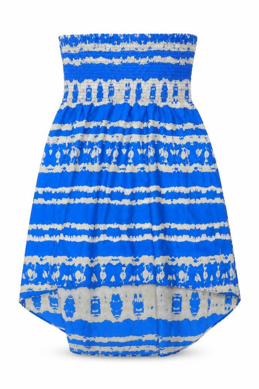 Papaya Womens Blue Geometric Polyester A-Line Size M Off the Shoulder Pullover