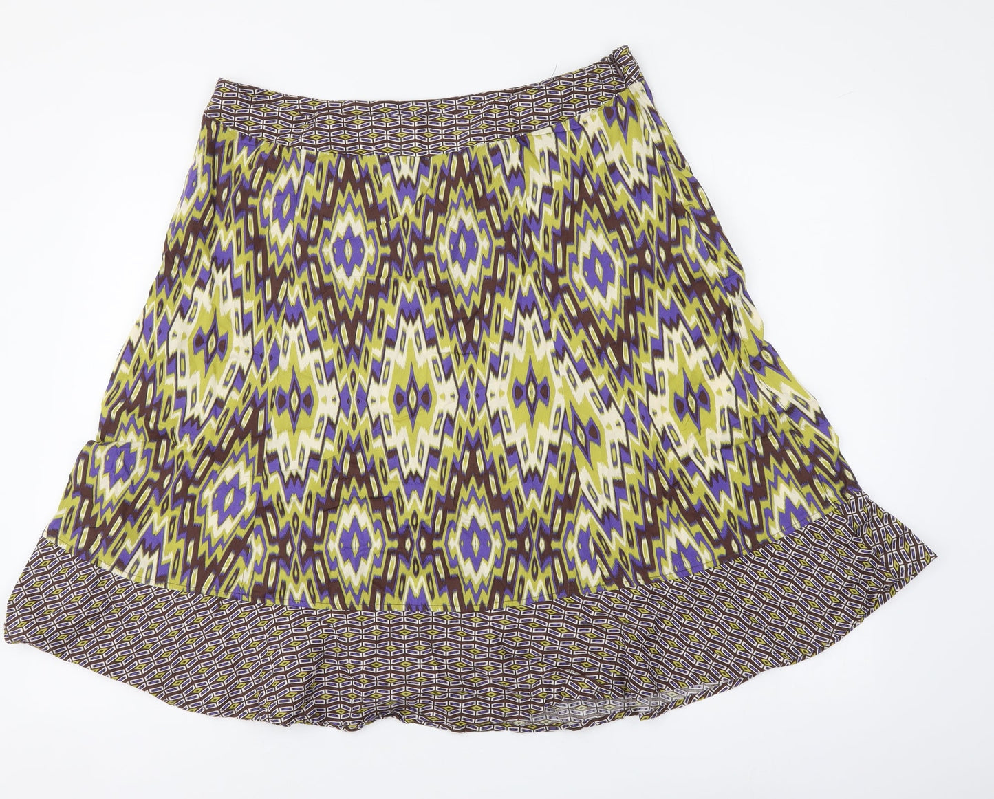 Maine Womens Multicoloured Geometric Cotton A-Line Skirt Size 16 Zip