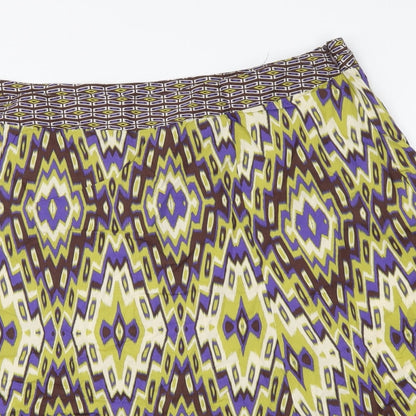 Maine Womens Multicoloured Geometric Cotton A-Line Skirt Size 16 Zip