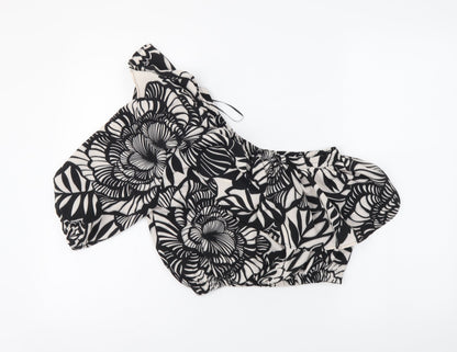 Womens UK Size 8 Topshop Black Cropped Blouse