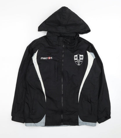 Macron Boys Black Colourblock Windbreaker Coat Size 2XS Zip - Wyke Wanderers AFC