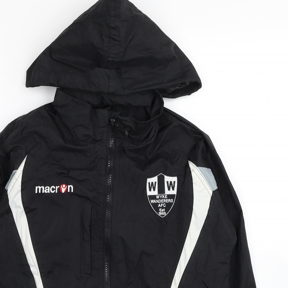 Macron Boys Black Colourblock Windbreaker Coat Size 2XS Zip - Wyke Wanderers AFC
