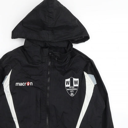 Macron Boys Black Colourblock Windbreaker Coat Size 2XS Zip - Wyke Wanderers AFC