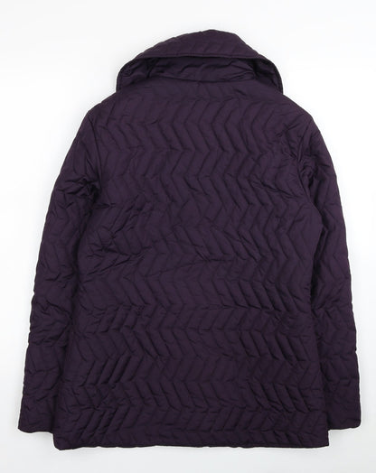 Autonomy Womens Purple Geometric Quilted Coat Size 10 Zip