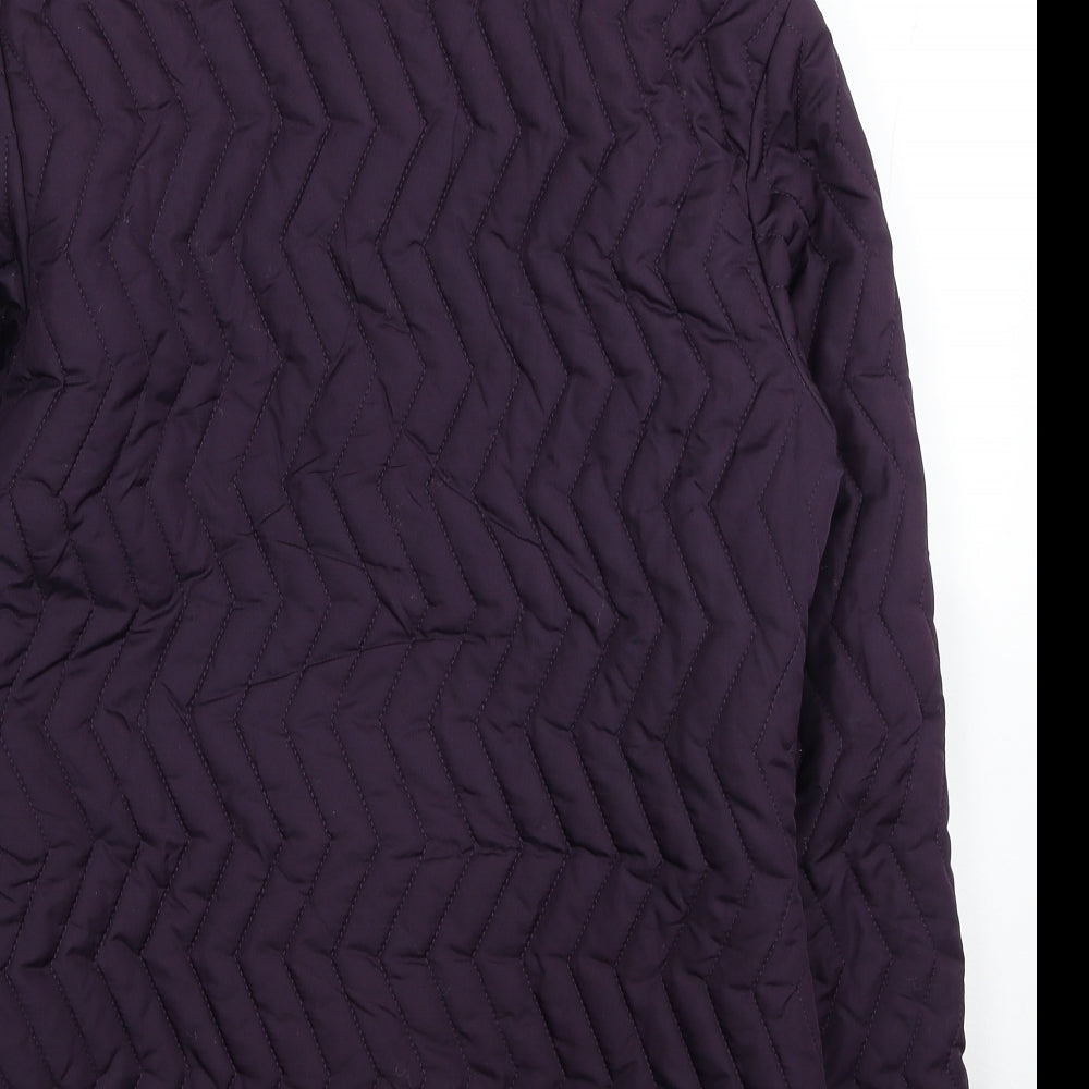 Autonomy Womens Purple Geometric Quilted Coat Size 10 Zip
