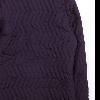 Autonomy Womens Purple Geometric Quilted Coat Size 10 Zip
