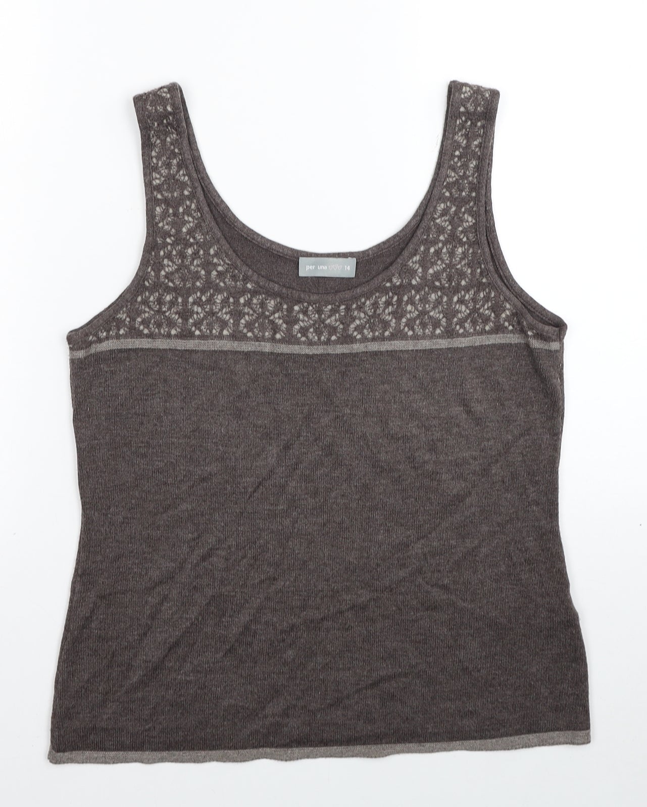 Womens UK Size 14 Per Una Brown Basic Tank