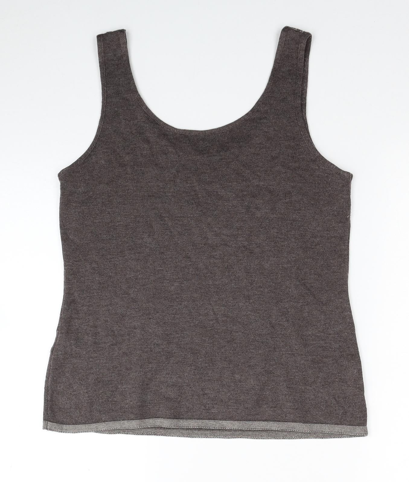 Womens UK Size 14 Per Una Brown Basic Tank