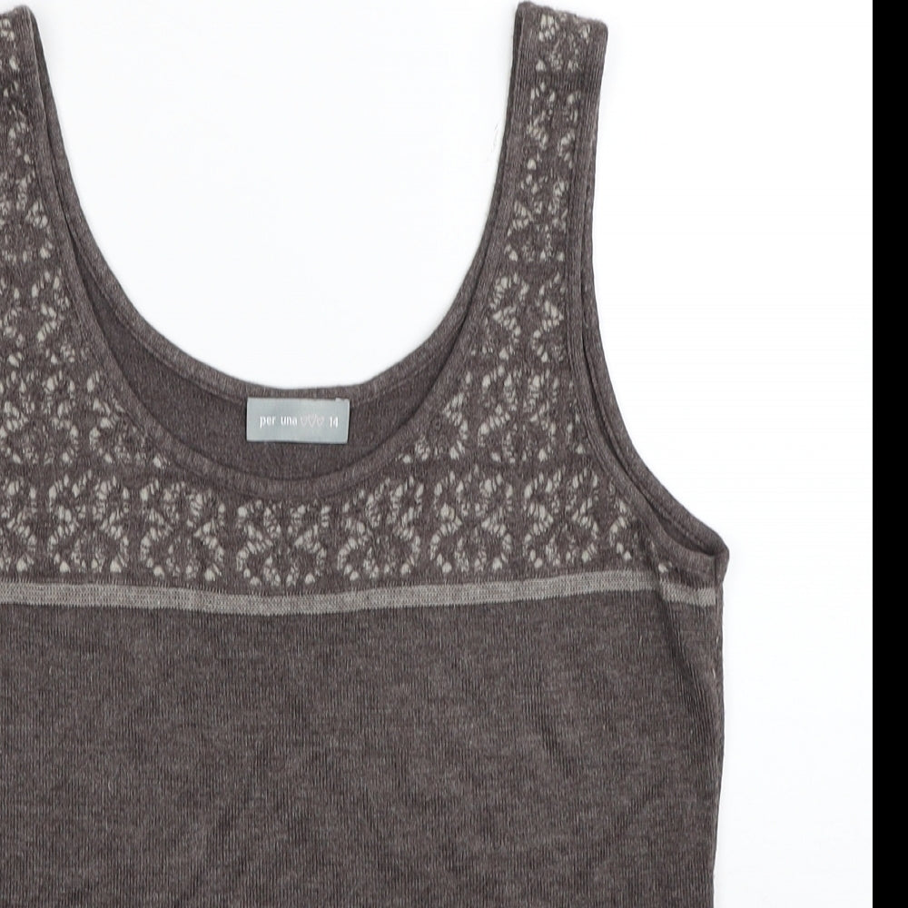 Womens UK Size 14 Per Una Brown Basic Tank