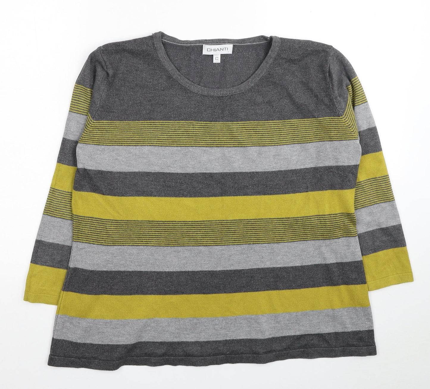 Chianri Womens Multicoloured Scoop Neck Striped Viscose Pullover Jumper Size L