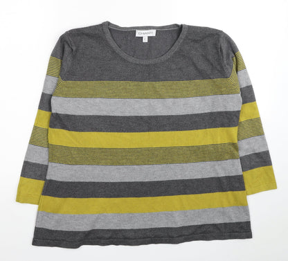 Chianri Womens Multicoloured Scoop Neck Striped Viscose Pullover Jumper Size L
