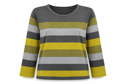 Chianri Womens Multicoloured Scoop Neck Striped Viscose Pullover Jumper Size L