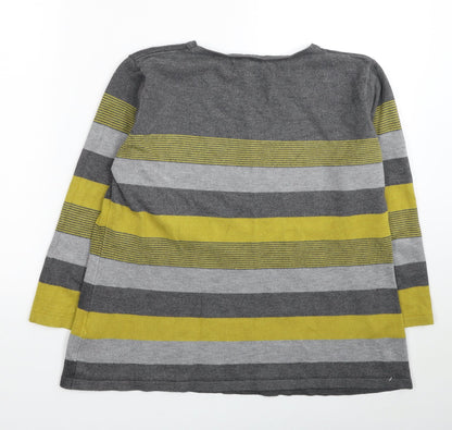 Chianri Womens Multicoloured Scoop Neck Striped Viscose Pullover Jumper Size L
