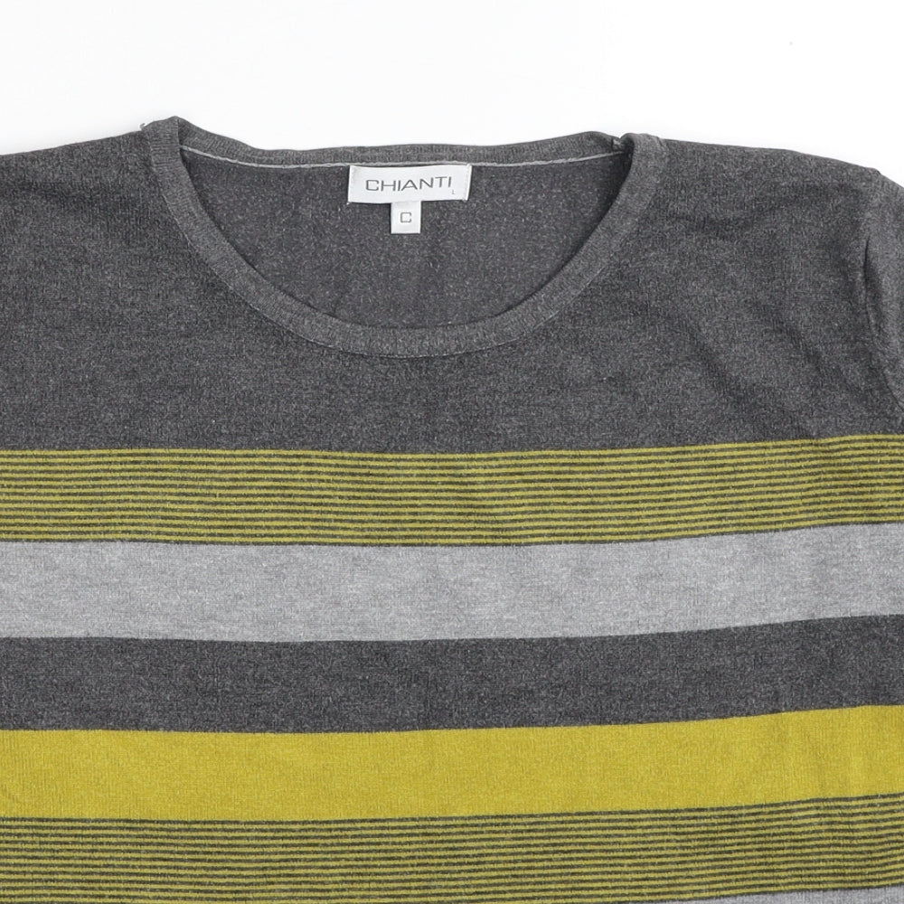 Chianri Womens Multicoloured Scoop Neck Striped Viscose Pullover Jumper Size L