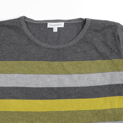 Chianri Womens Multicoloured Scoop Neck Striped Viscose Pullover Jumper Size L