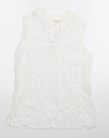 Womens UK Size M Adini White Basic Tank