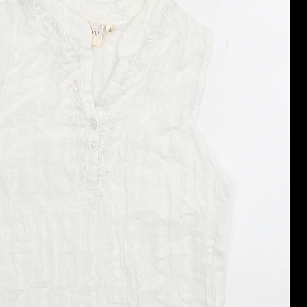 Womens UK Size M Adini White Basic Tank