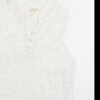 Womens UK Size M Adini White Basic Tank
