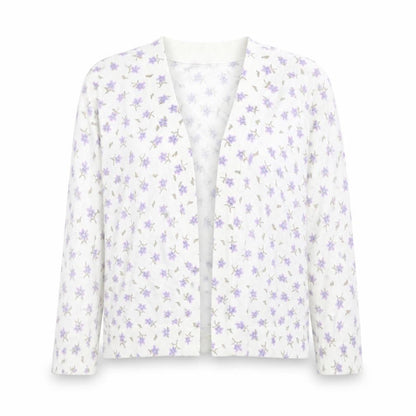 TU Womens White V-Neck Floral Cotton Cardigan Jumper Size 8