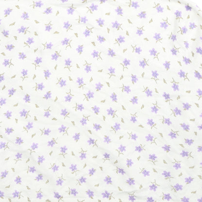 TU Womens White V-Neck Floral Cotton Cardigan Jumper Size 8