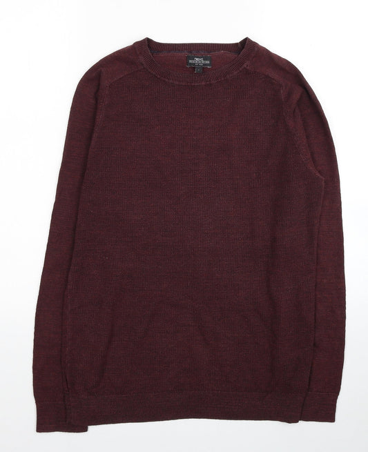 NEXT Mens Red Round Neck Cotton Pullover Jumper Size S