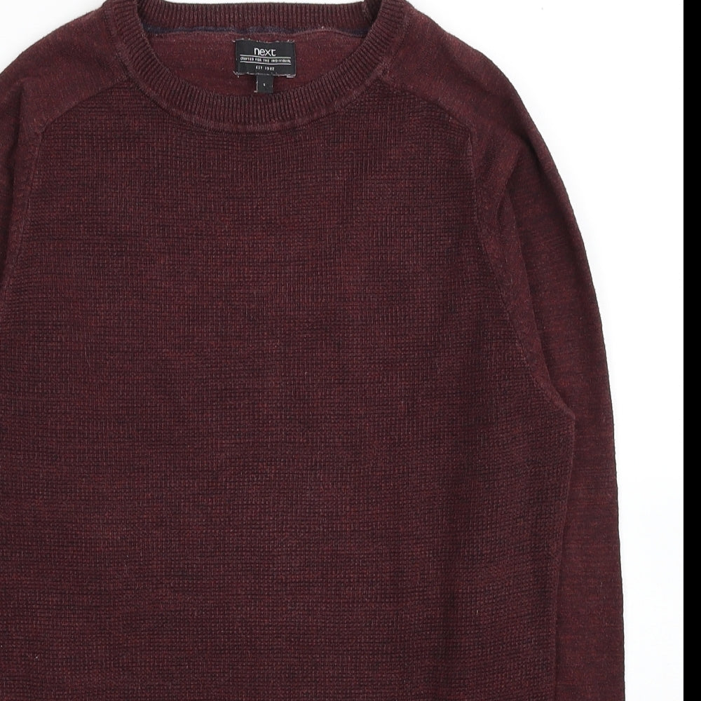 NEXT Mens Red Round Neck Cotton Pullover Jumper Size S