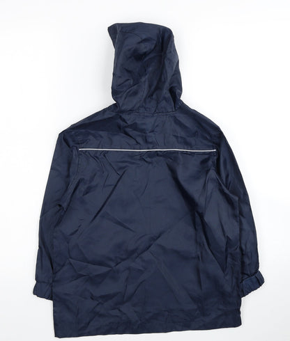 Back To School Boys Blue Rain Coat Jacket Size S Pullover