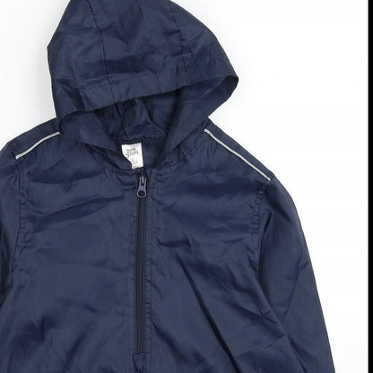 Back To School Boys Blue Rain Coat Jacket Size S Pullover