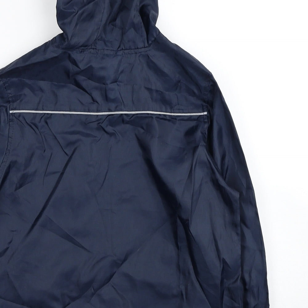 Back To School Boys Blue Rain Coat Jacket Size S Pullover