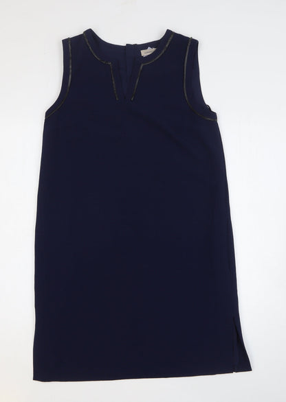 Marks and Spencer Womens Blue Polyester Tank Dress Size 12 V-Neck Zip
