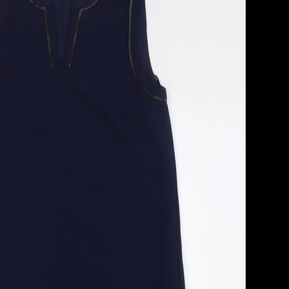Marks and Spencer Womens Blue Polyester Tank Dress Size 12 V-Neck Zip