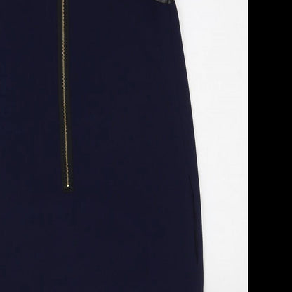 Marks and Spencer Womens Blue Polyester Tank Dress Size 12 V-Neck Zip