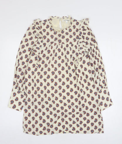 Wild Honey Womens White Geometric Rayon Jumper Dress Size XS Round Neck Pullover