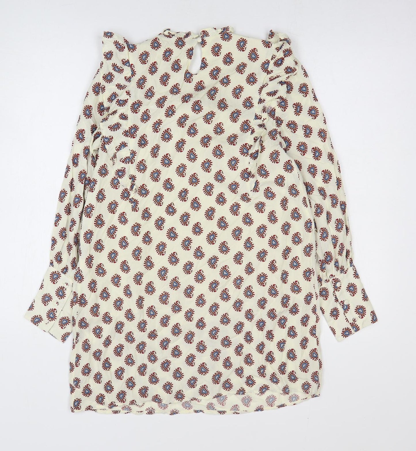 Wild Honey Womens White Geometric Rayon Jumper Dress Size XS Round Neck Pullover