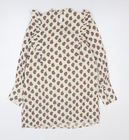 Wild Honey Womens White Geometric Rayon Jumper Dress Size XS Round Neck Pullover
