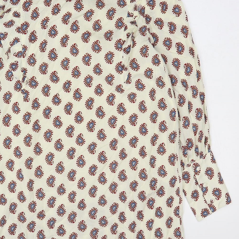 Wild Honey Womens White Geometric Rayon Jumper Dress Size XS Round Neck Pullover